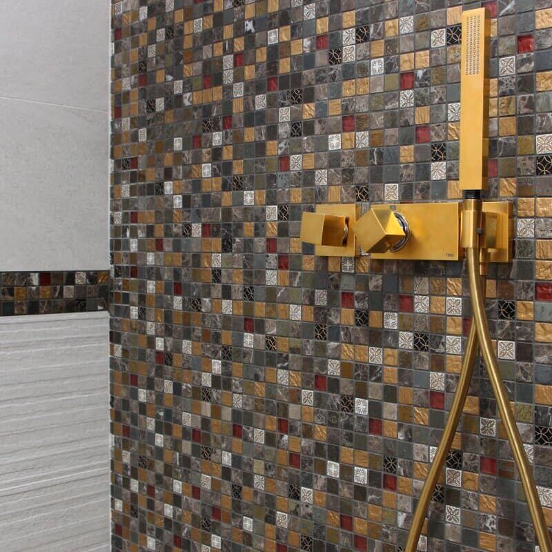 Fliese Mosaik Glas Naturstein Salerno 23x23 cm