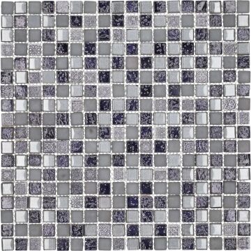 Mosaik Glas-Naturstein Grau 1,5 x 1,5 cm SFER15005