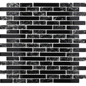 Mosaik Glas 30 x 30 cm cm SS-193 Schwarz