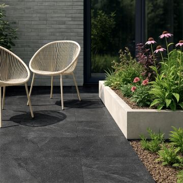 Terrassenplatte X-Rock 60 x 60 x 2 cm Nero
