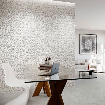 Fliese OH MY CAT 25 x 25 cm White