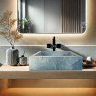 Aufsatzwaschbecken Feinsteinzeug The Room 55 x 40 x 15 cm Aqua Blue Natur